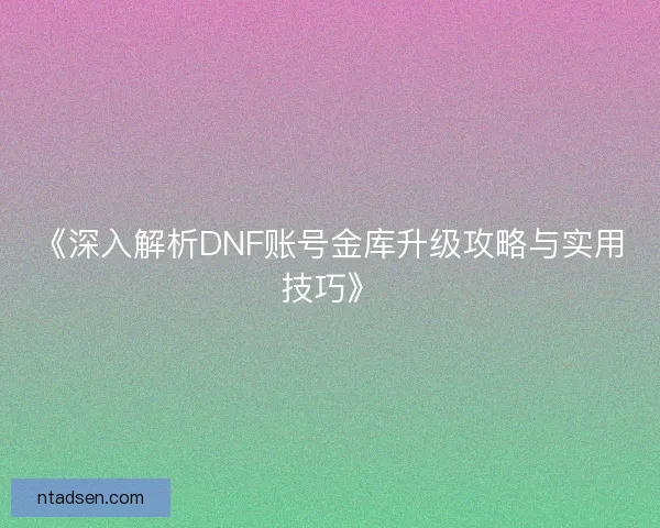 《深入解析DNF账号金库升级攻略与实用技巧》